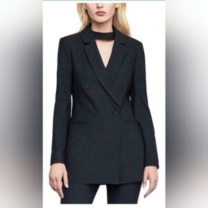 BCBGMaxAzria Double Breasted Black Blazer With Blue Pattern Size XS